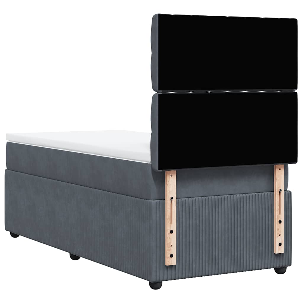 Box spring krevet s madracem tamnosivi 90x190 cm baršunasti