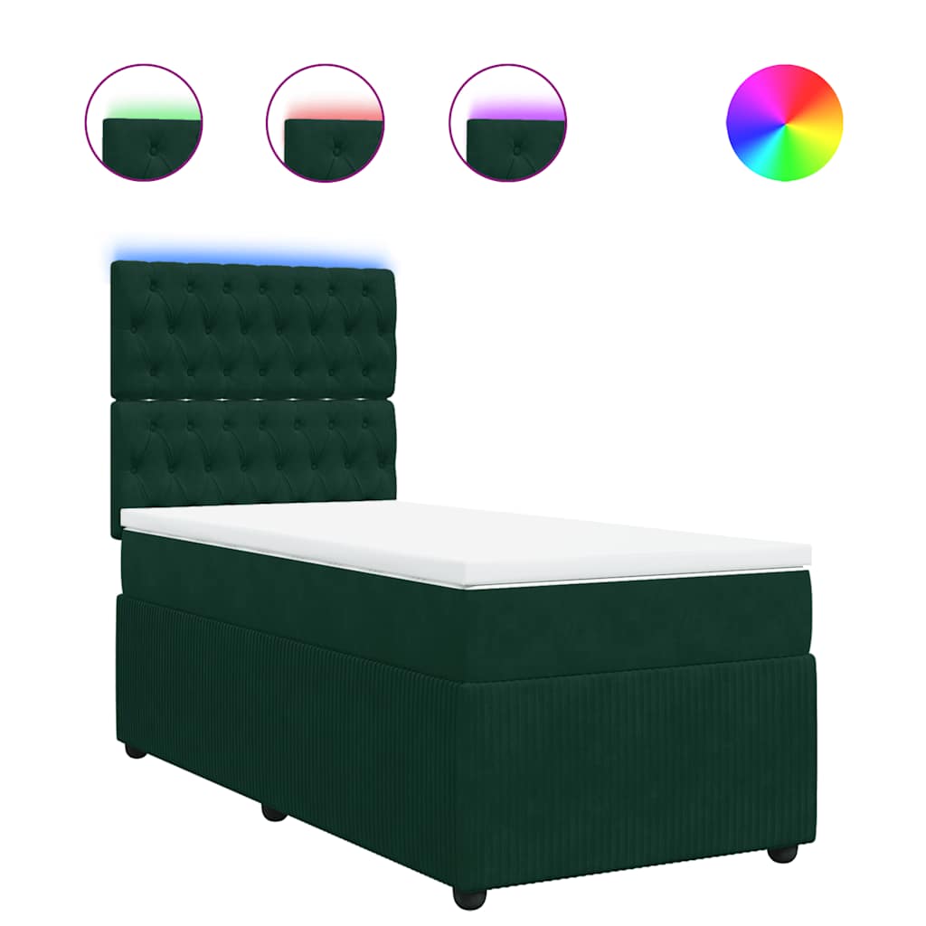 Box spring krevet s madracem tamnozeleni 90x190 cm baršunasti