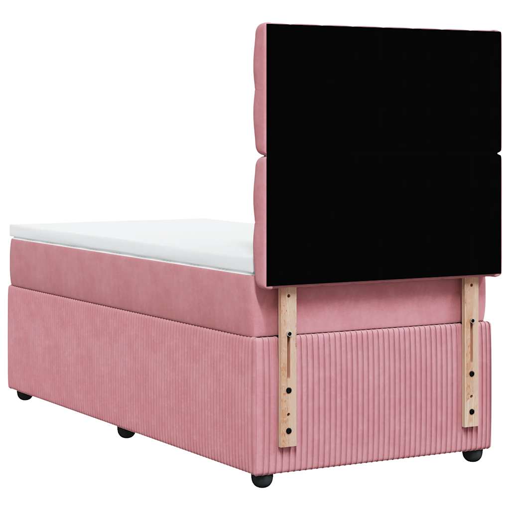Box spring krevet s madracem ružičasti 90x190 cm baršunasti