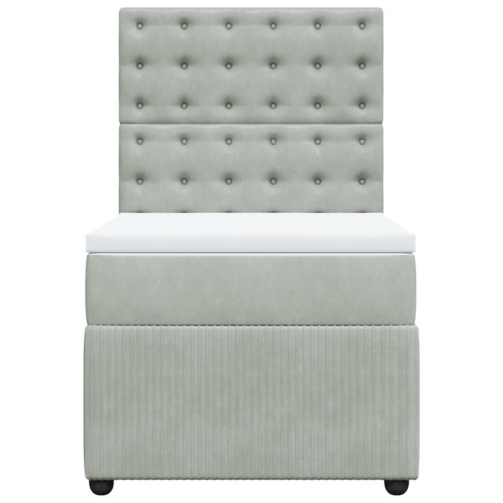 Box spring krevet s madracem svjetlosivi 90x190 cm baršunasti