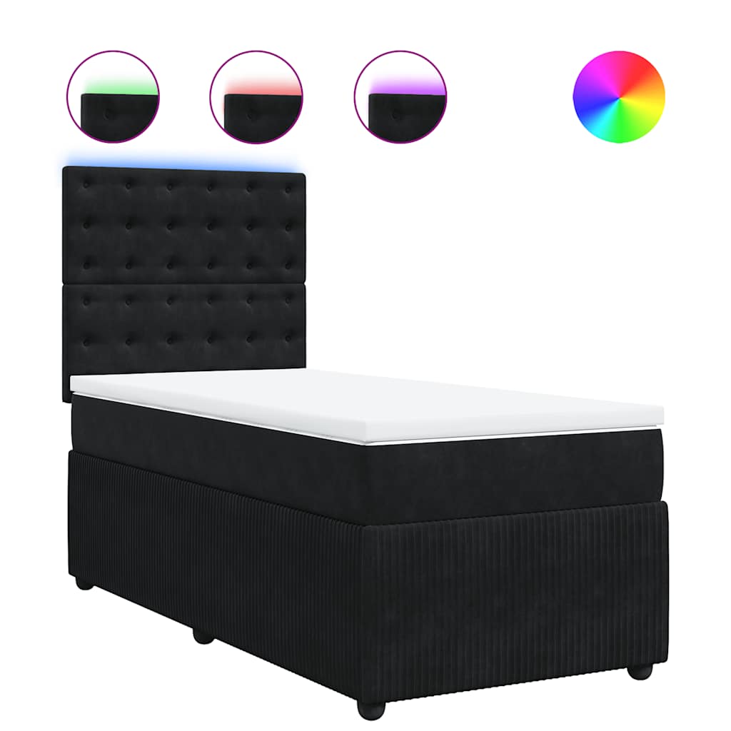 Box spring krevet s madracem crni 90x190 cm baršunasti
