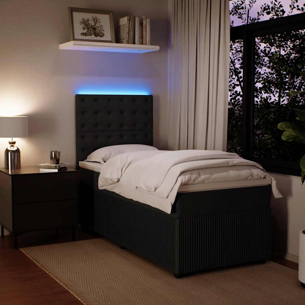 Box spring krevet s madracem crni 90x190 cm baršunasti