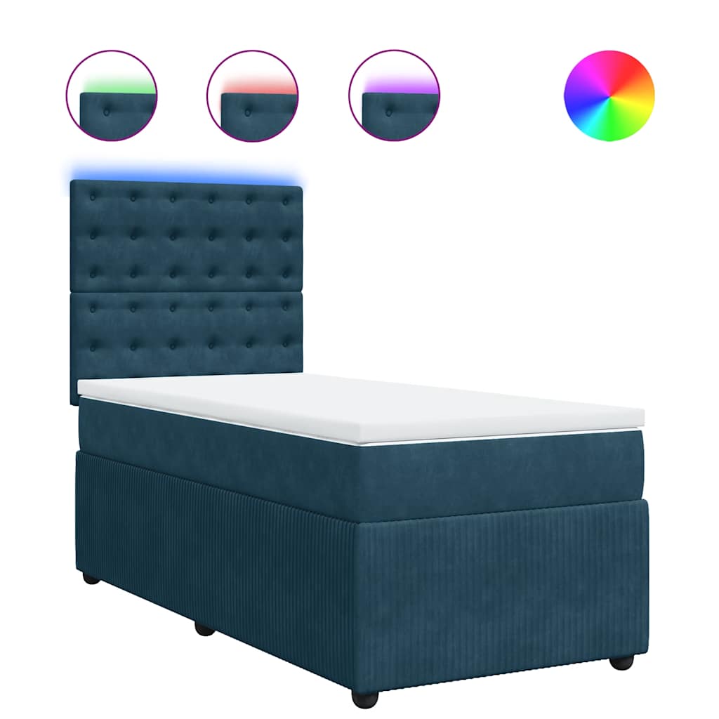Box spring krevet s madracem plavi 90x190 cm baršunasti