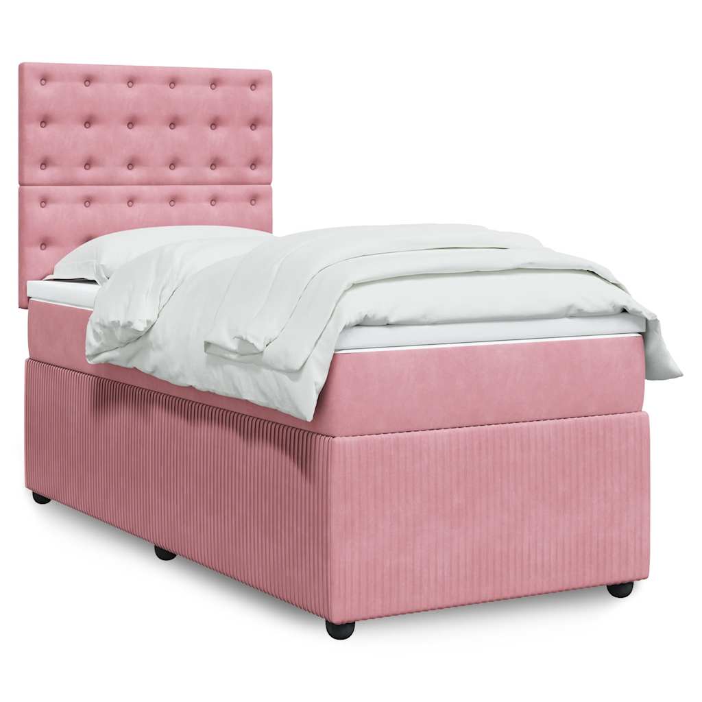 Box spring krevet s madracem ružičasti 90x190 cm baršunasti