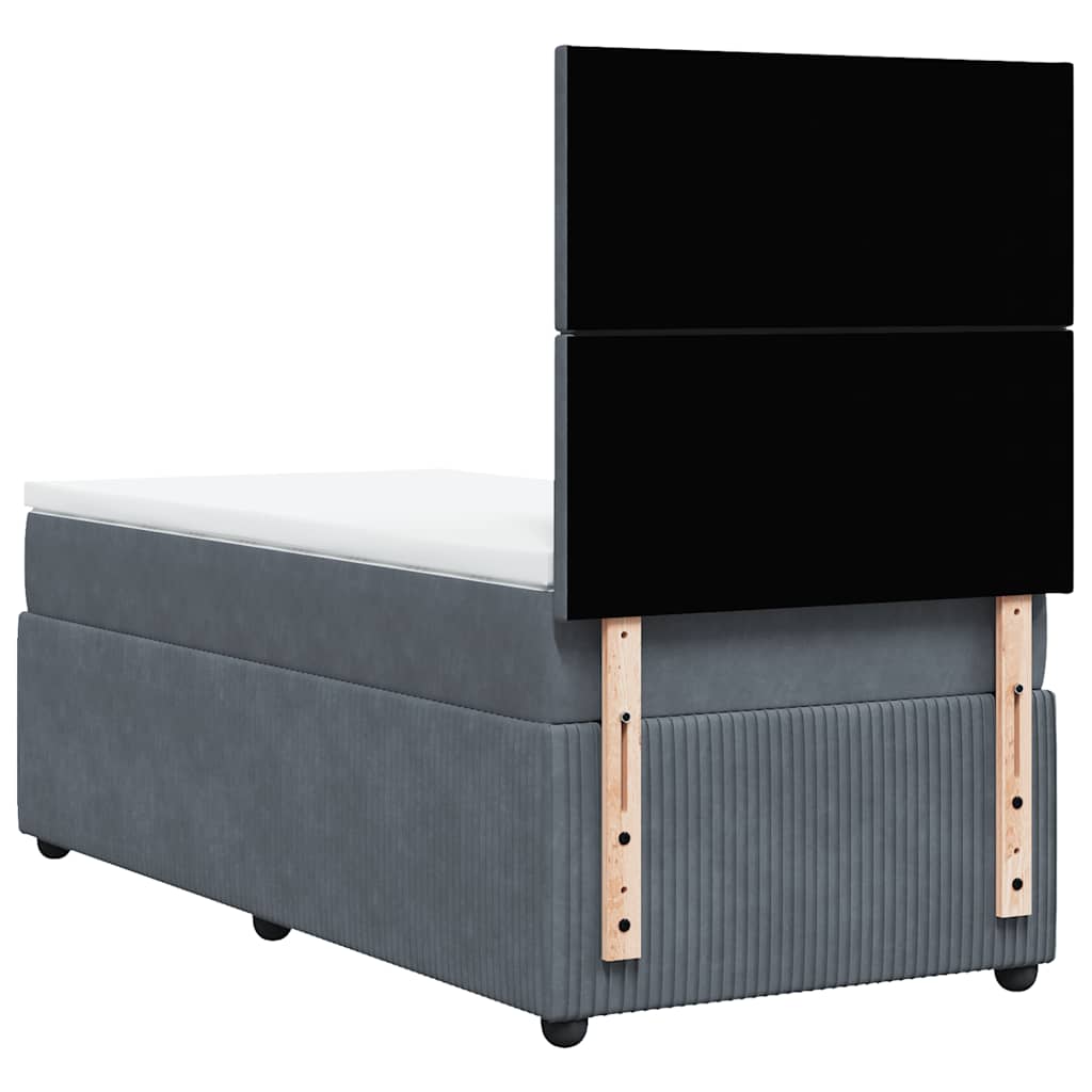 Box spring krevet s madracem tamnosivi 90x200 cm baršunasti