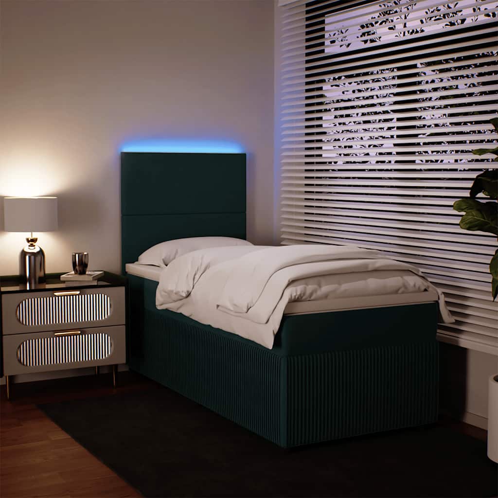 Box spring krevet s madracem tamnozeleni 90x200 cm baršunasti