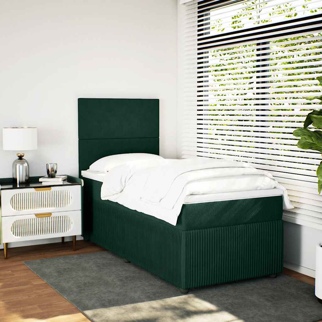 Box spring krevet s madracem tamnozeleni 90x200 cm baršunasti