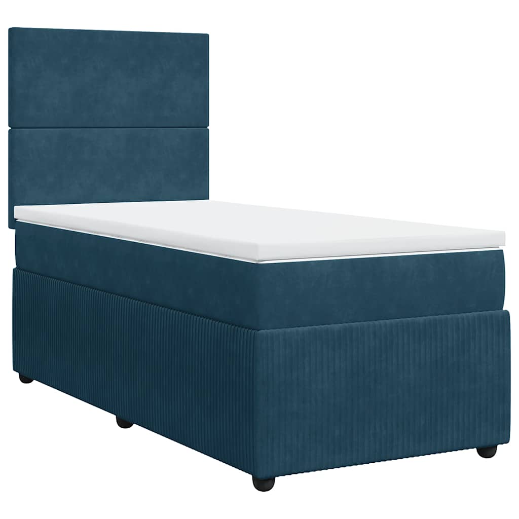 Box spring krevet s madracem plavi 90x200 cm baršunasti