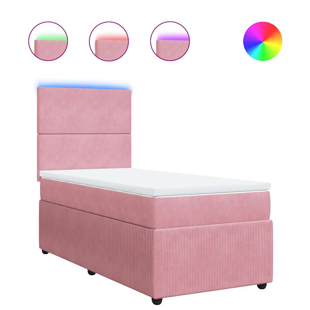 Box spring krevet s madracem ružičasti 90x200 cm baršunasti