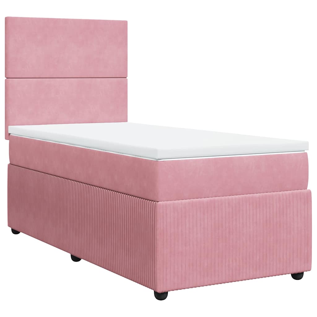 Box spring krevet s madracem ružičasti 90x200 cm baršunasti