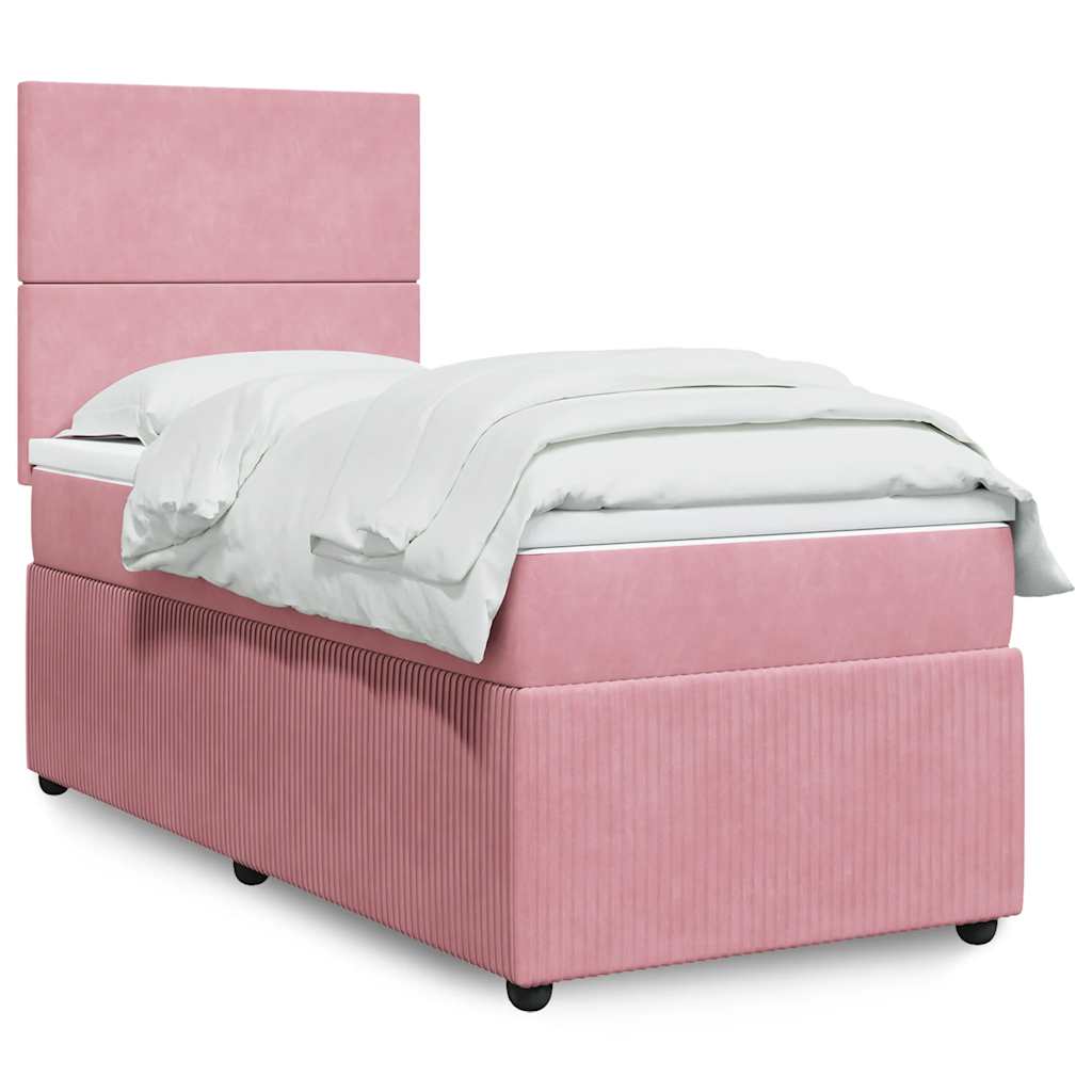 Box spring krevet s madracem ružičasti 90x200 cm baršunasti