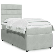 Box spring krevet s madracem svjetlosivi 90x190 cm baršunasti