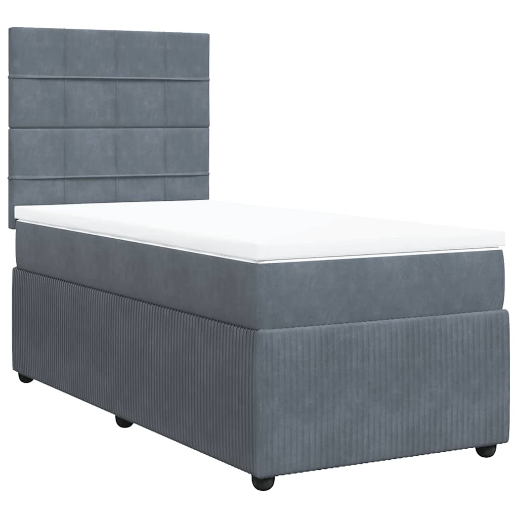 Box spring krevet s madracem tamnosivi 90x200 cm baršunasti