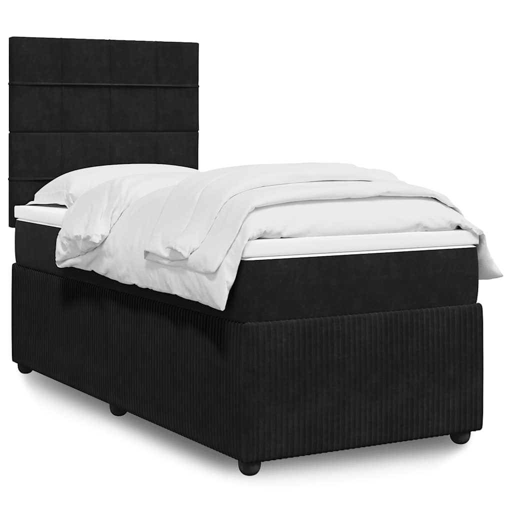 Box spring krevet s madracem crni 90x200 cm baršunasti