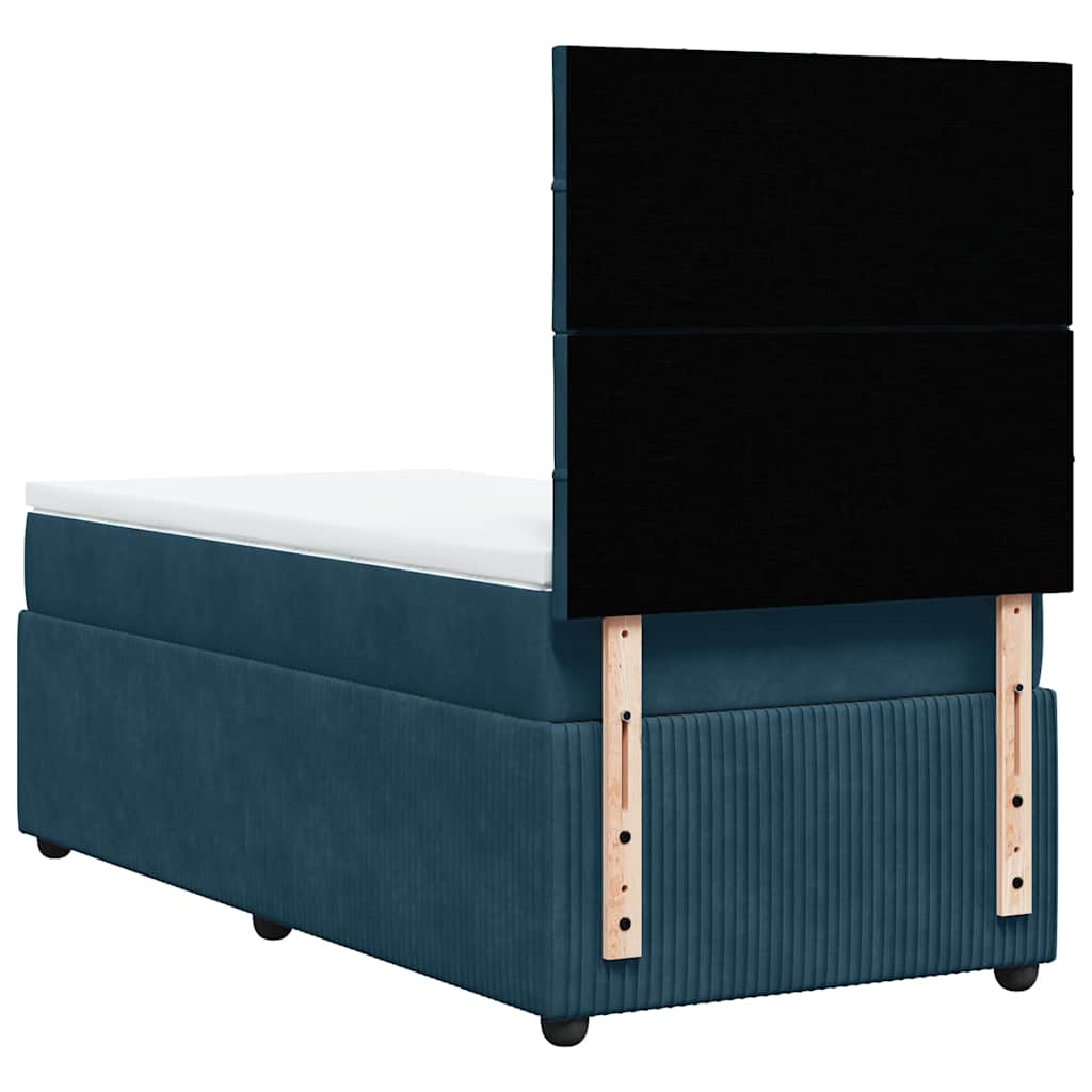 Box spring krevet s madracem plavi 90x200 cm baršunasti