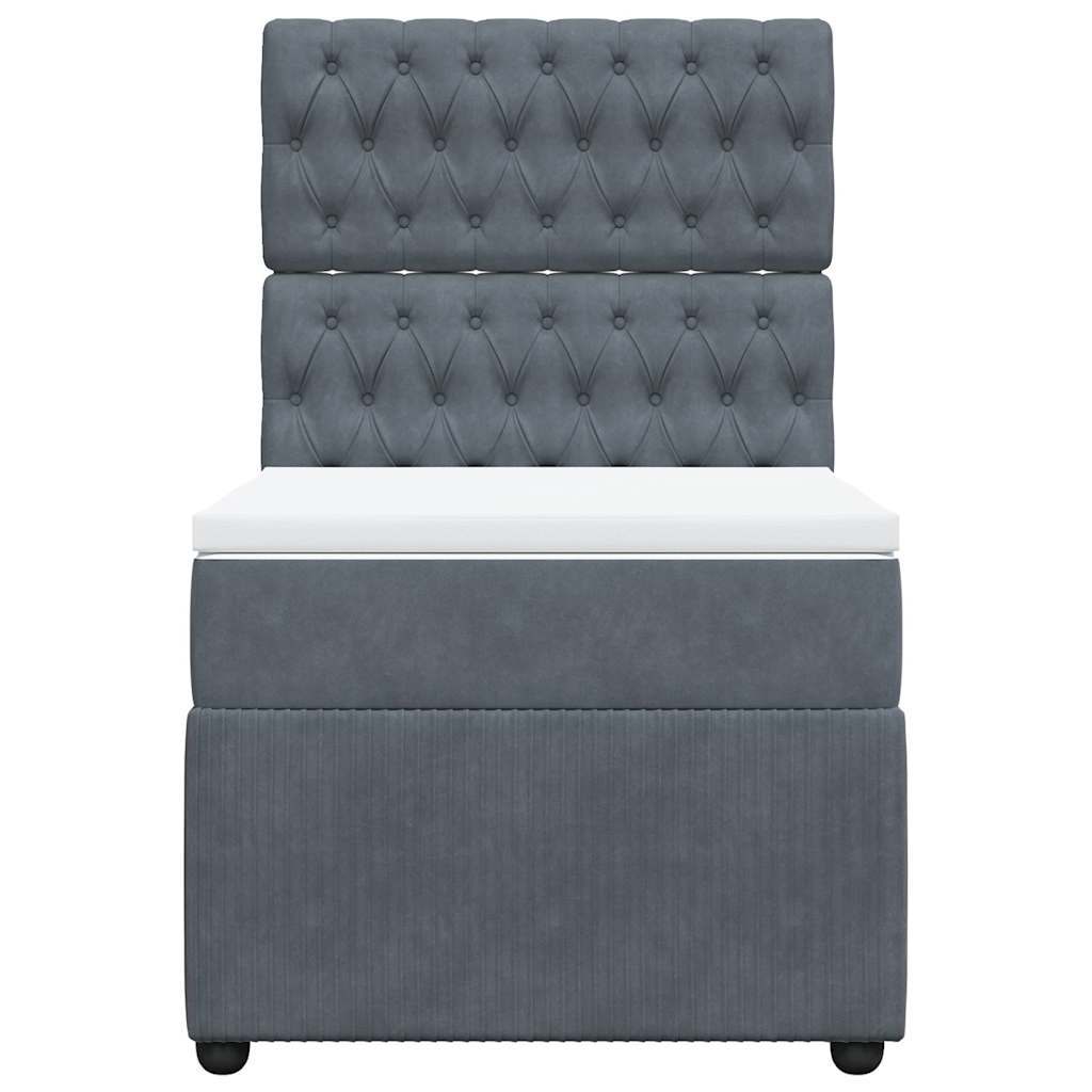 Box spring krevet s madracem tamnosivi 90x200 cm baršunasti