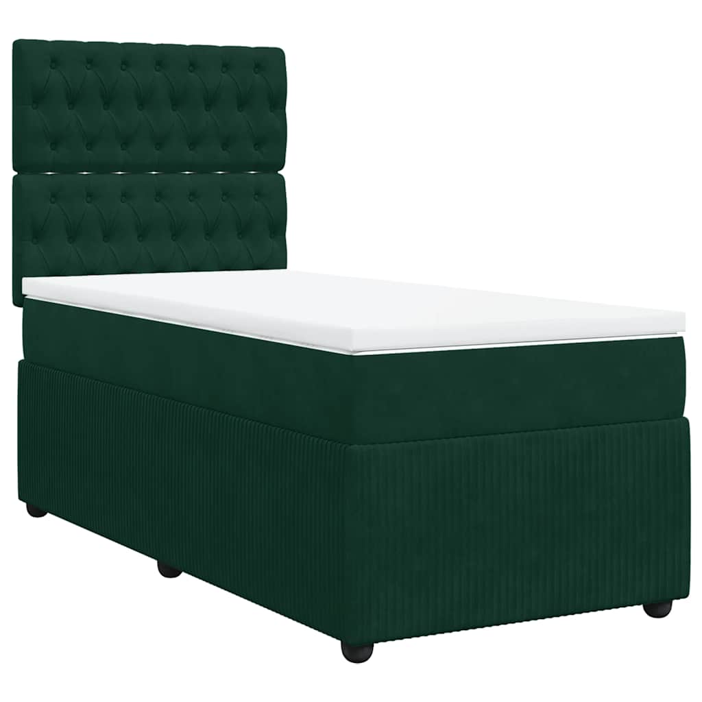Box spring krevet s madracem tamnozeleni 90x200 cm baršunasti