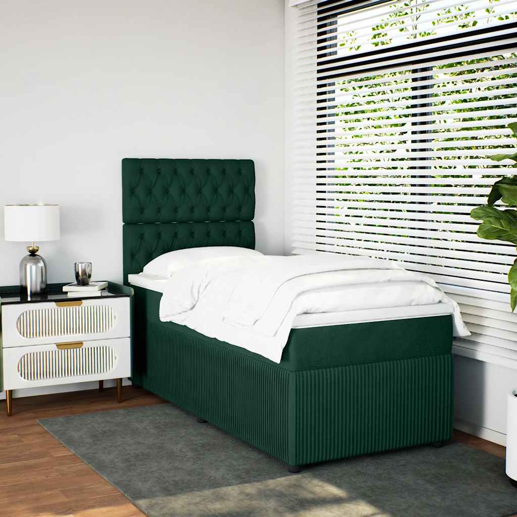 Box spring krevet s madracem tamnozeleni 90x200 cm baršunasti