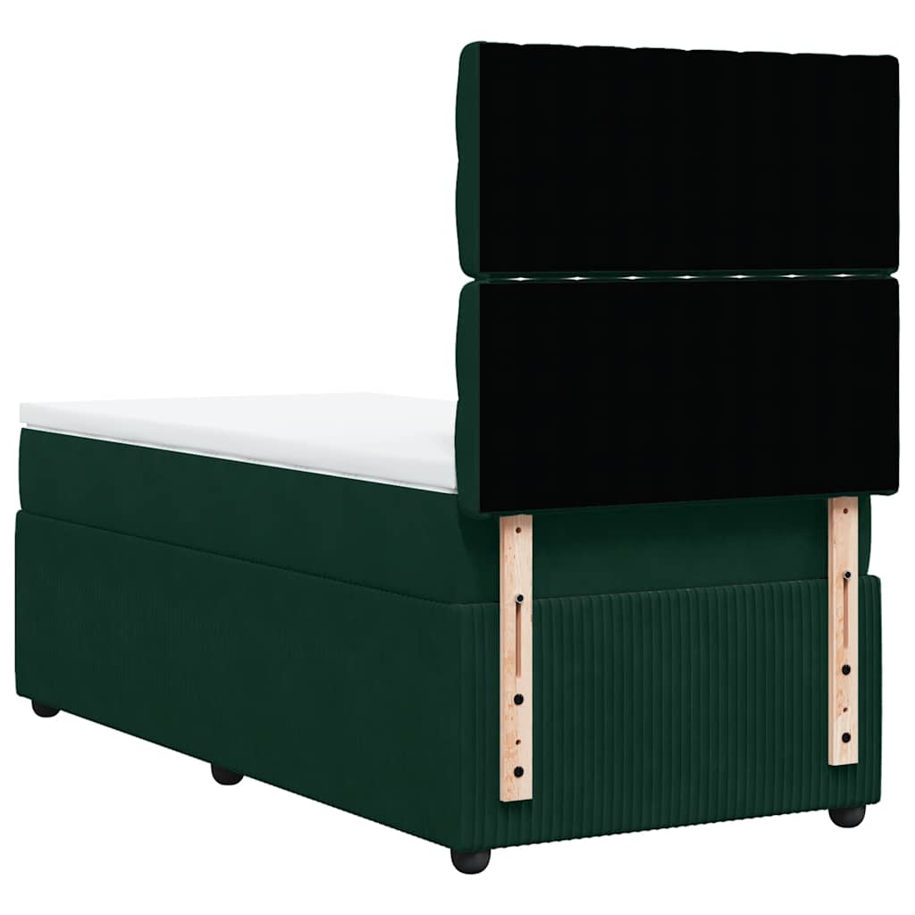 Box spring krevet s madracem tamnozeleni 90x200 cm baršunasti