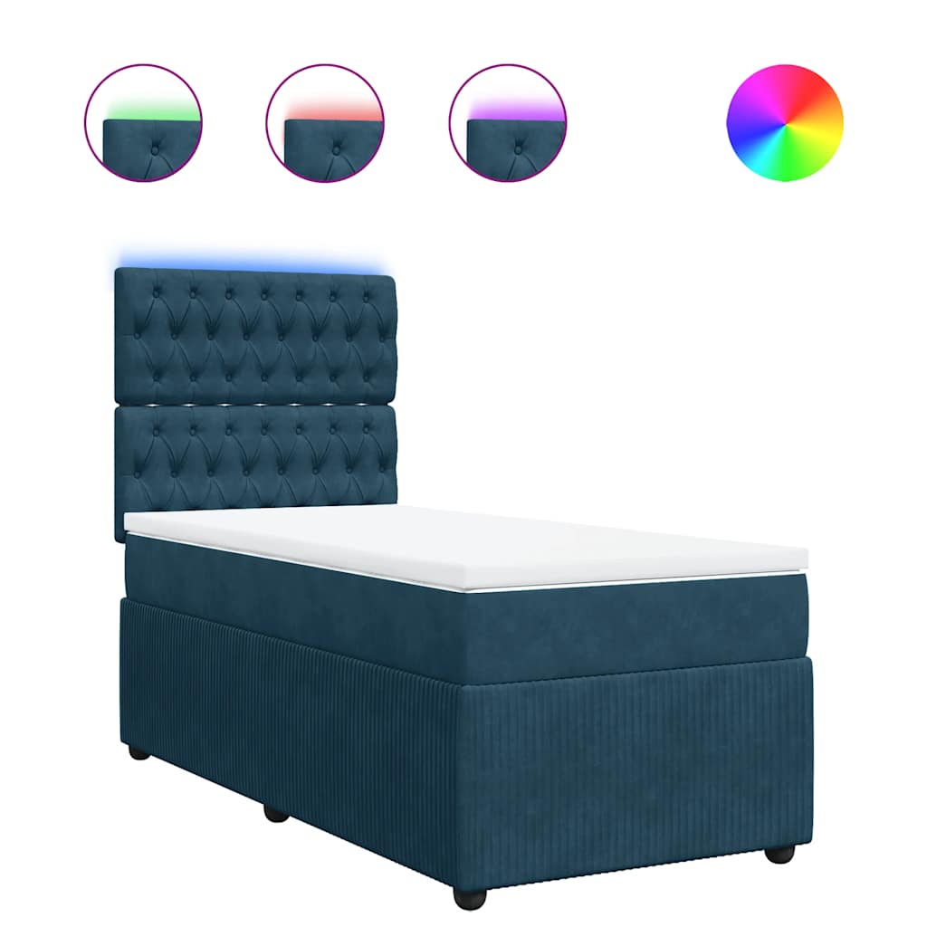 Box spring krevet s madracem plavi 90x200 cm baršunasti