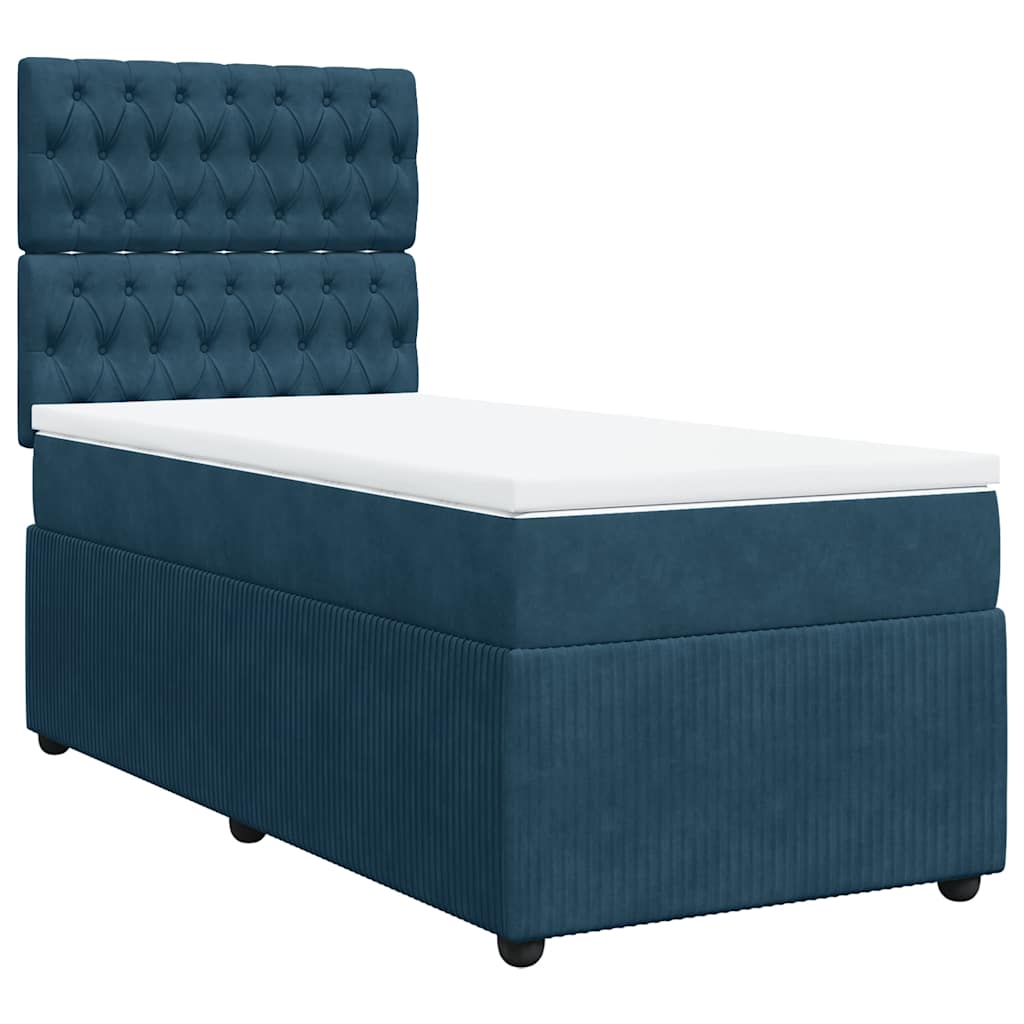 Box spring krevet s madracem plavi 90x200 cm baršunasti
