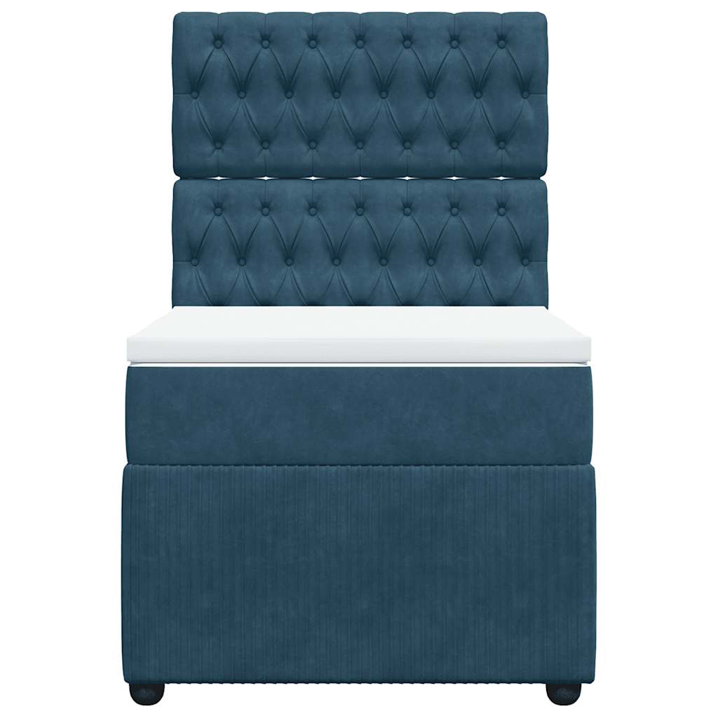Box spring krevet s madracem plavi 90x200 cm baršunasti