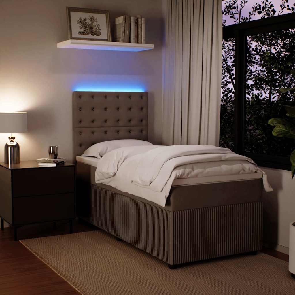 Box spring krevet s madracem svjetlosivi 90x190 cm baršunasti