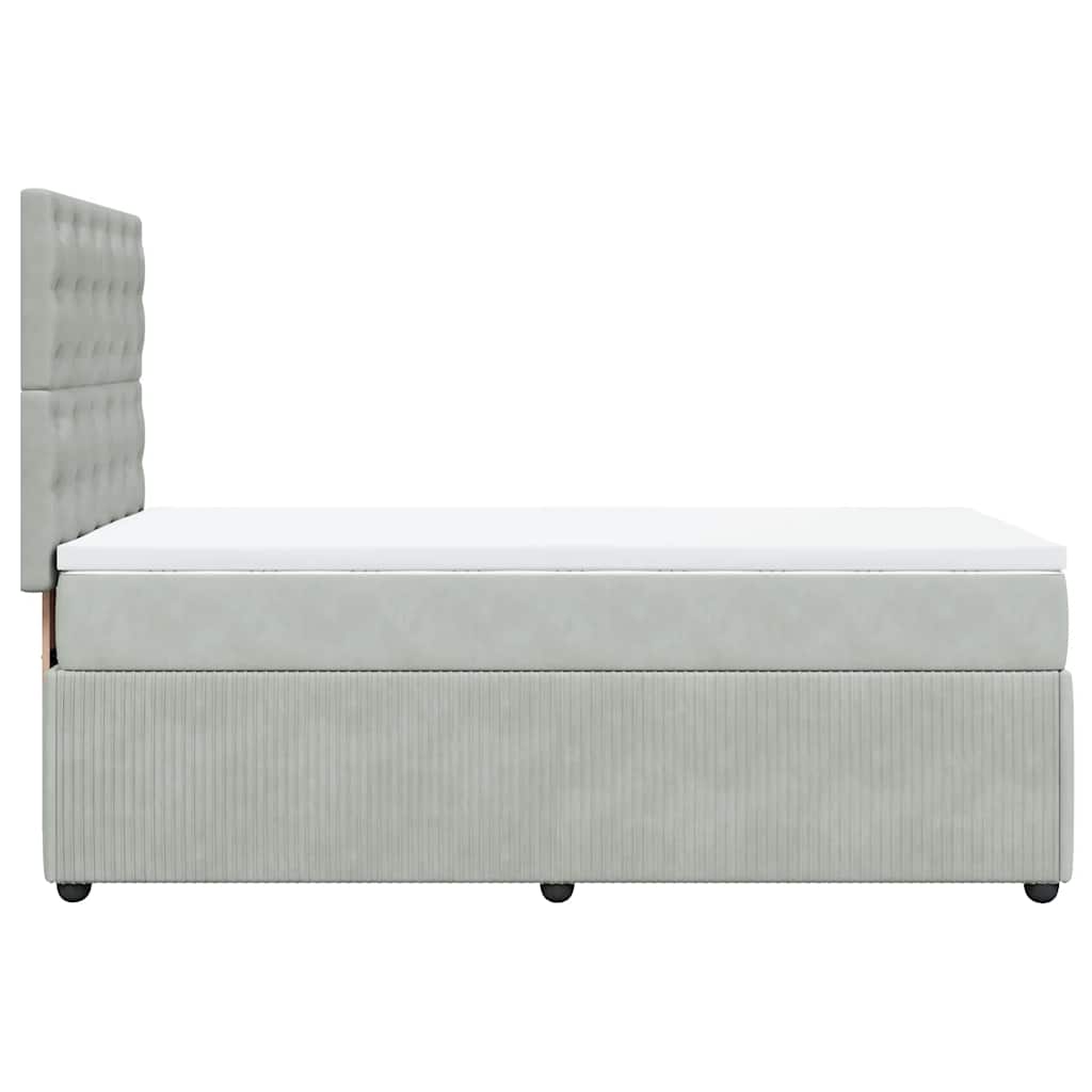 Box spring krevet s madracem svjetlosivi 90x190 cm baršunasti