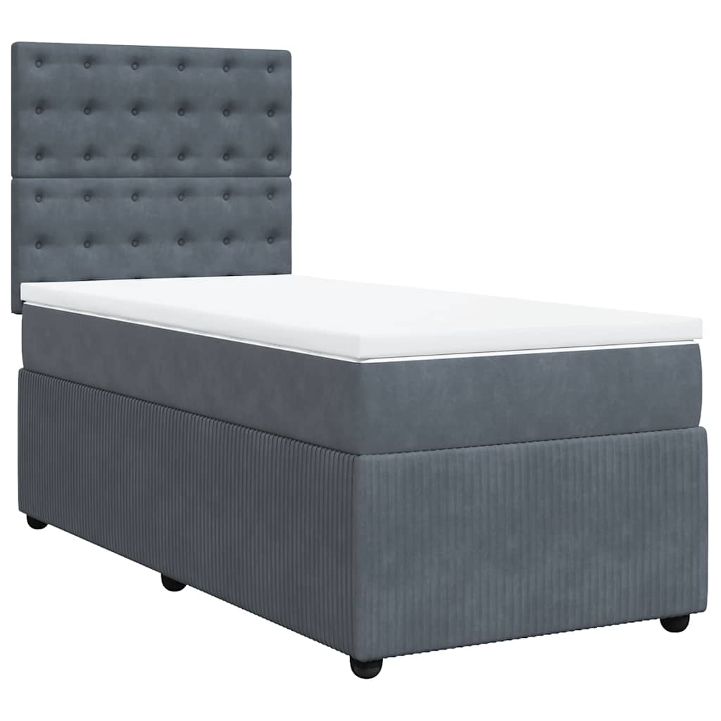 Box spring krevet s madracem tamnosivi 90x200 cm baršunasti