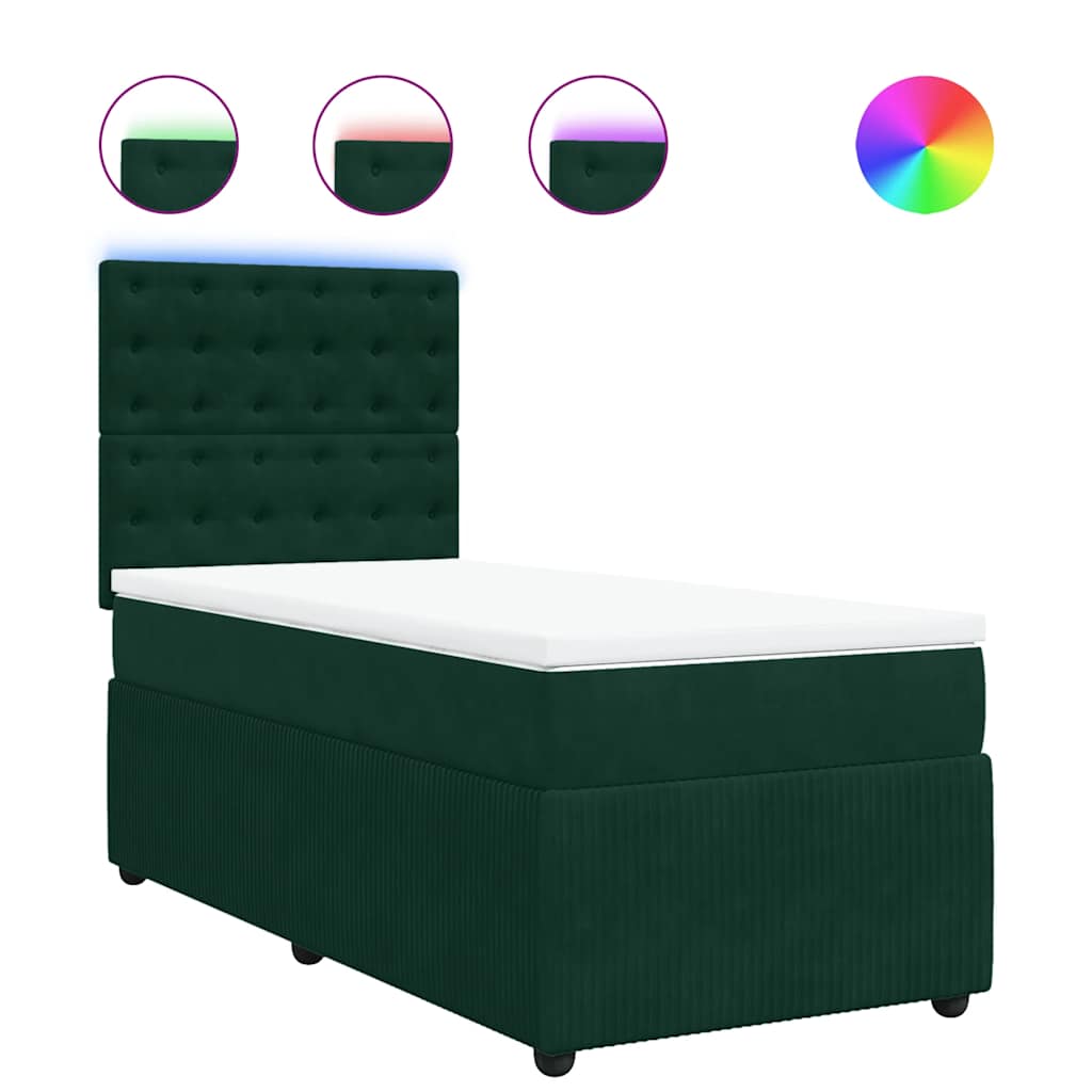 Box spring krevet s madracem tamnozeleni 90x200 cm baršunasti