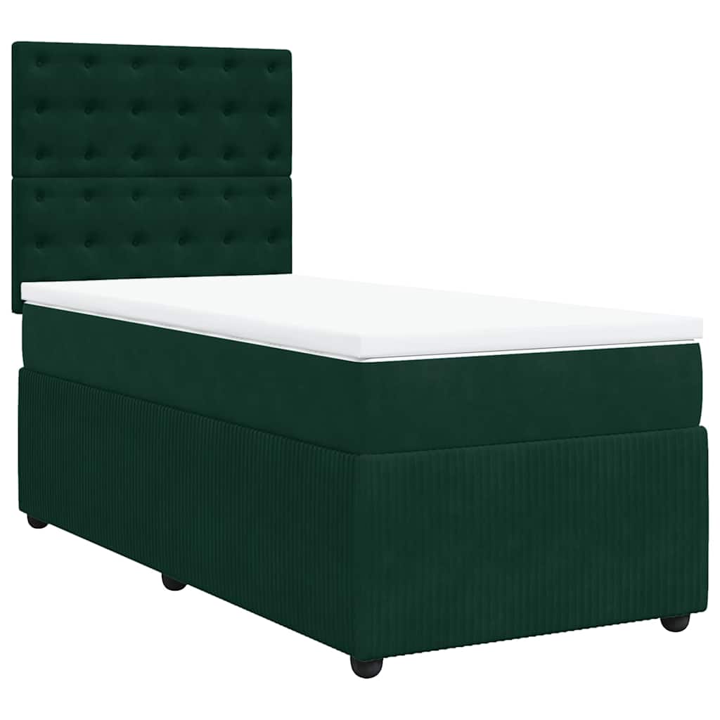 Box spring krevet s madracem tamnozeleni 90x200 cm baršunasti