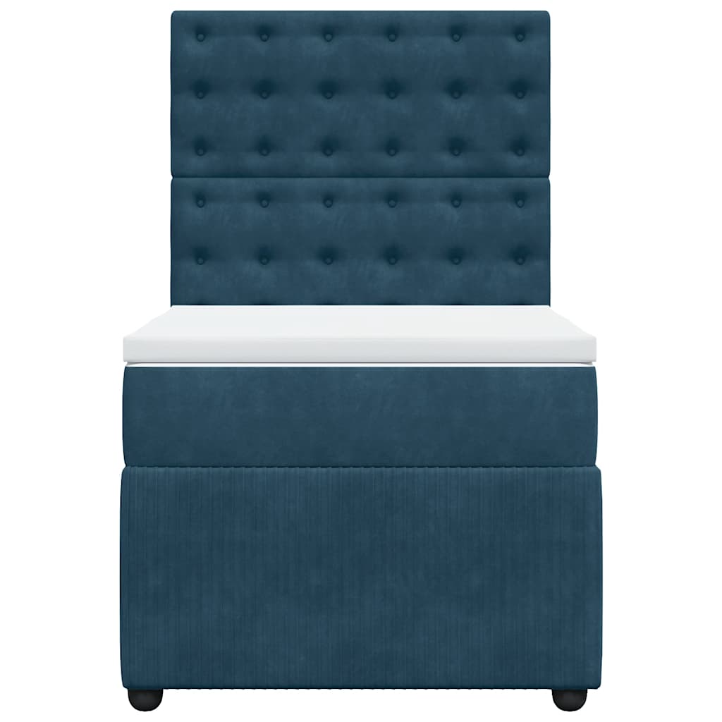 Box spring krevet s madracem plavi 90x200 cm baršunasti