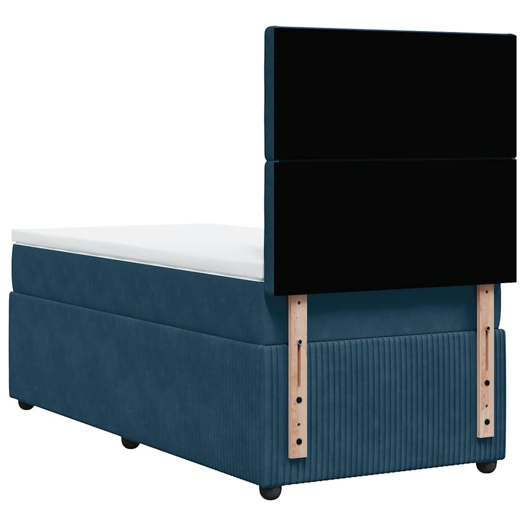 Box spring krevet s madracem plavi 90x200 cm baršunasti