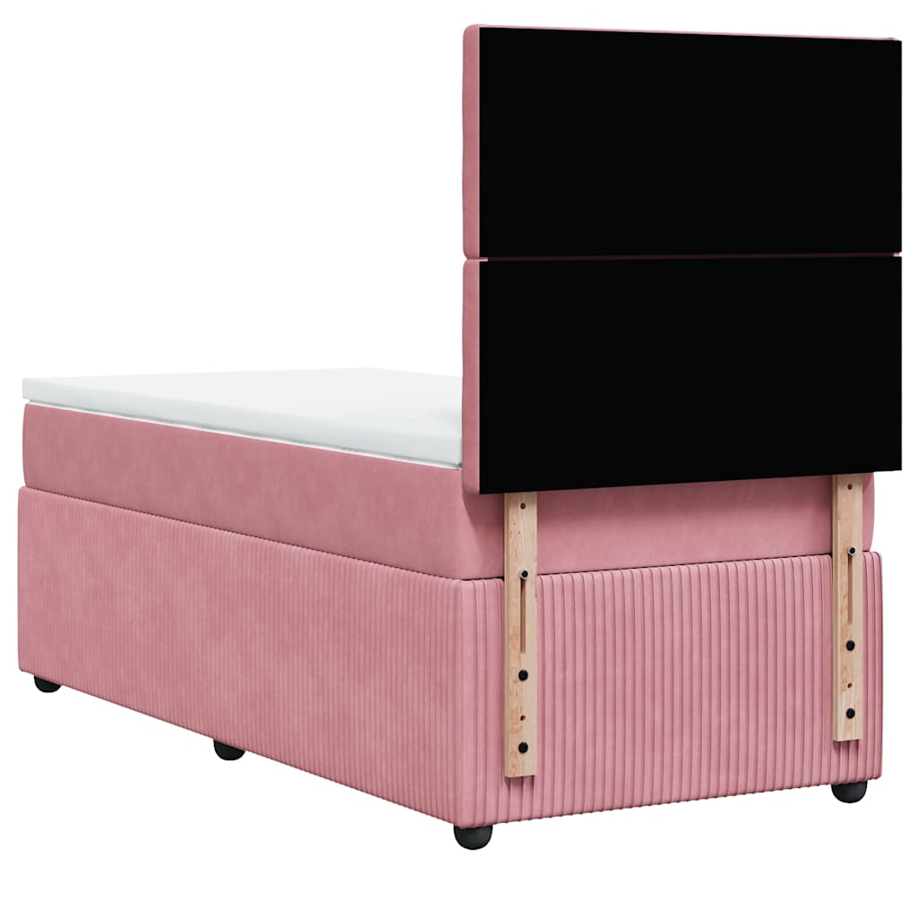 Box spring krevet s madracem ružičasti 90x200 cm baršunasti