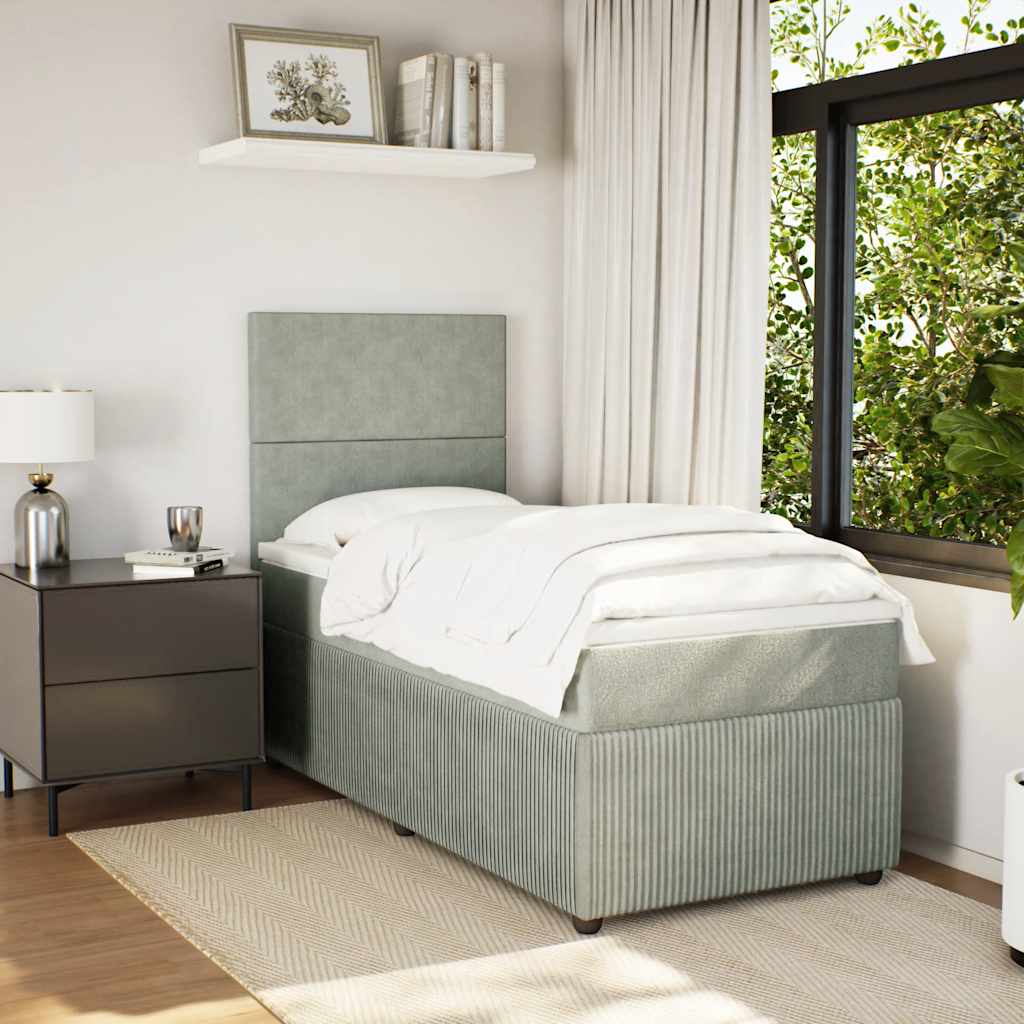 Box spring krevet s madracem svjetlosivi 100x200 cm baršunasti