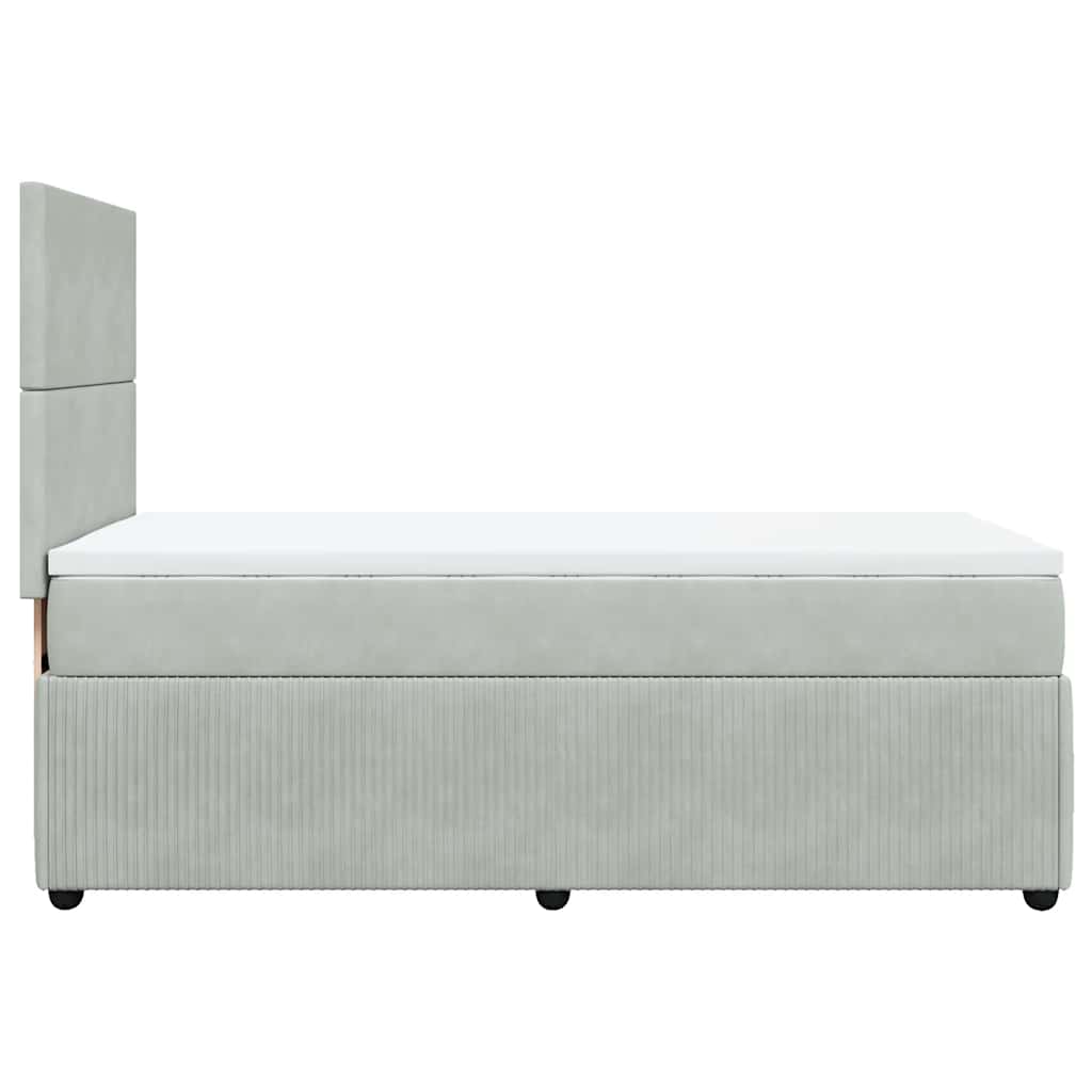 Box spring krevet s madracem svjetlosivi 100x200 cm baršunasti
