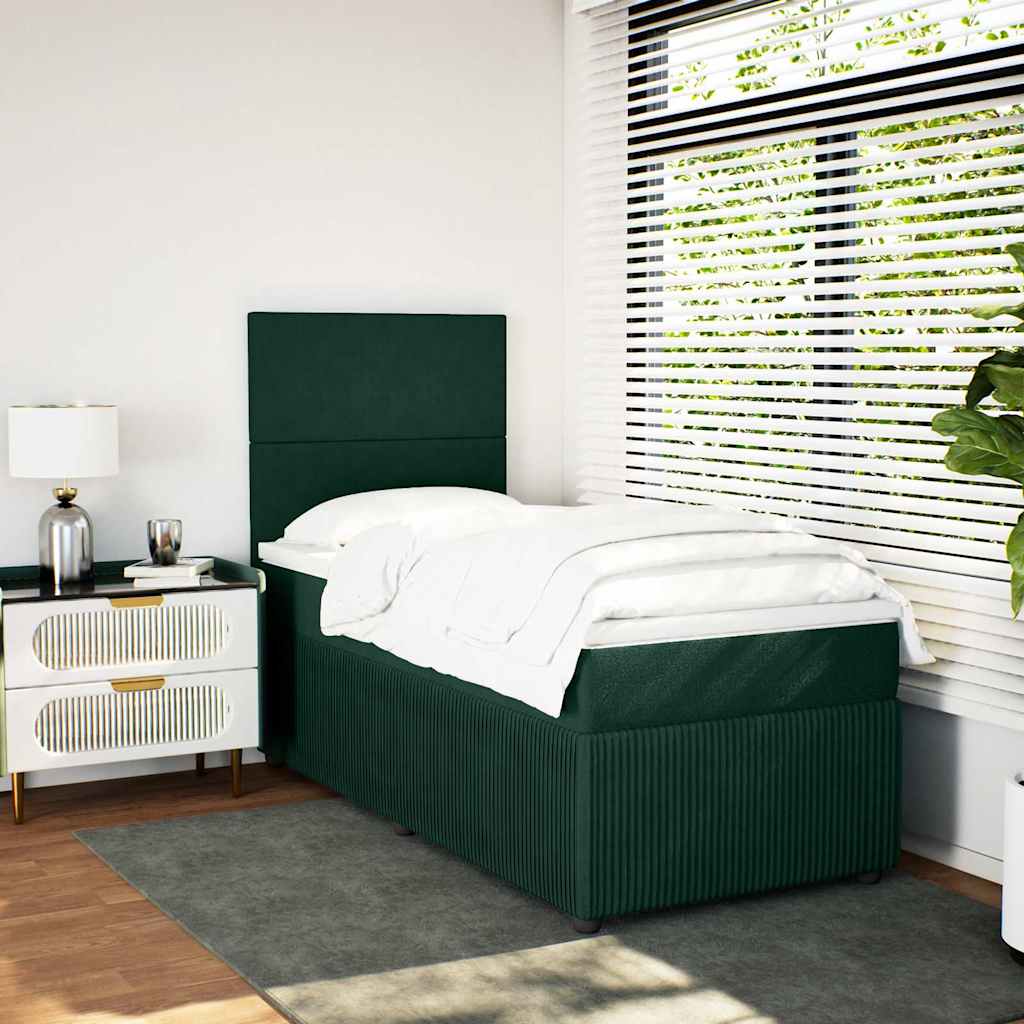 Box spring krevet s madracem tamnozeleni 100x200 cm baršunasti