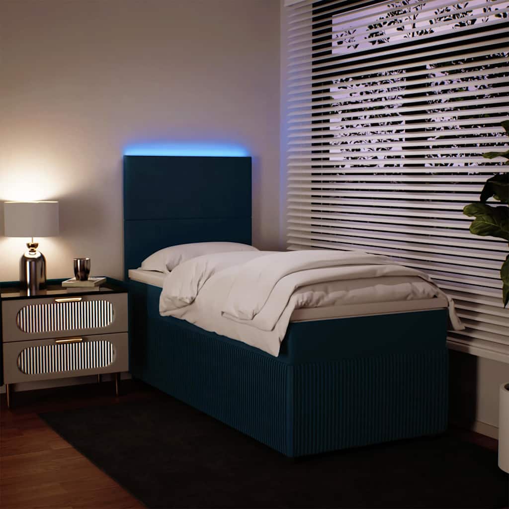 Box spring krevet s madracem plavi 100x200 cm baršunasti