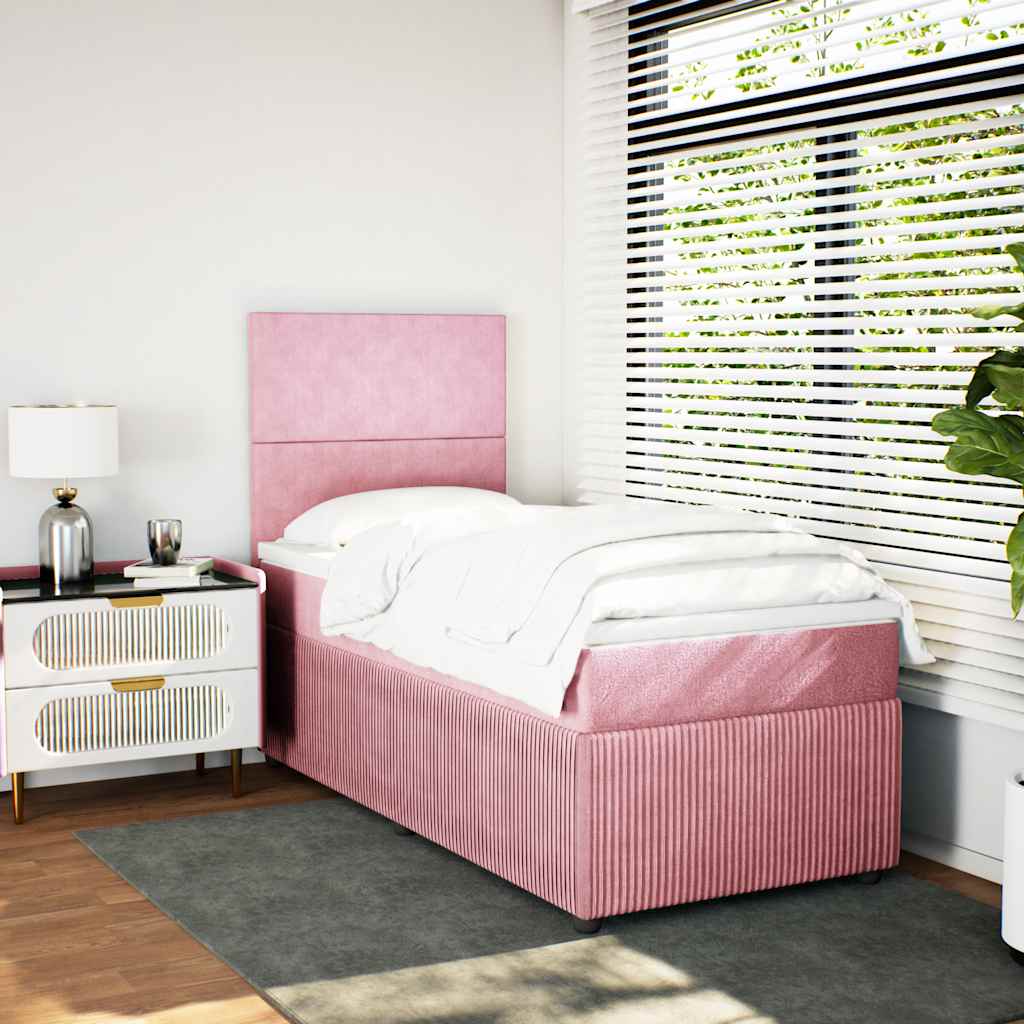 Box spring krevet s madracem ružičasti 100x200 cm baršunasti