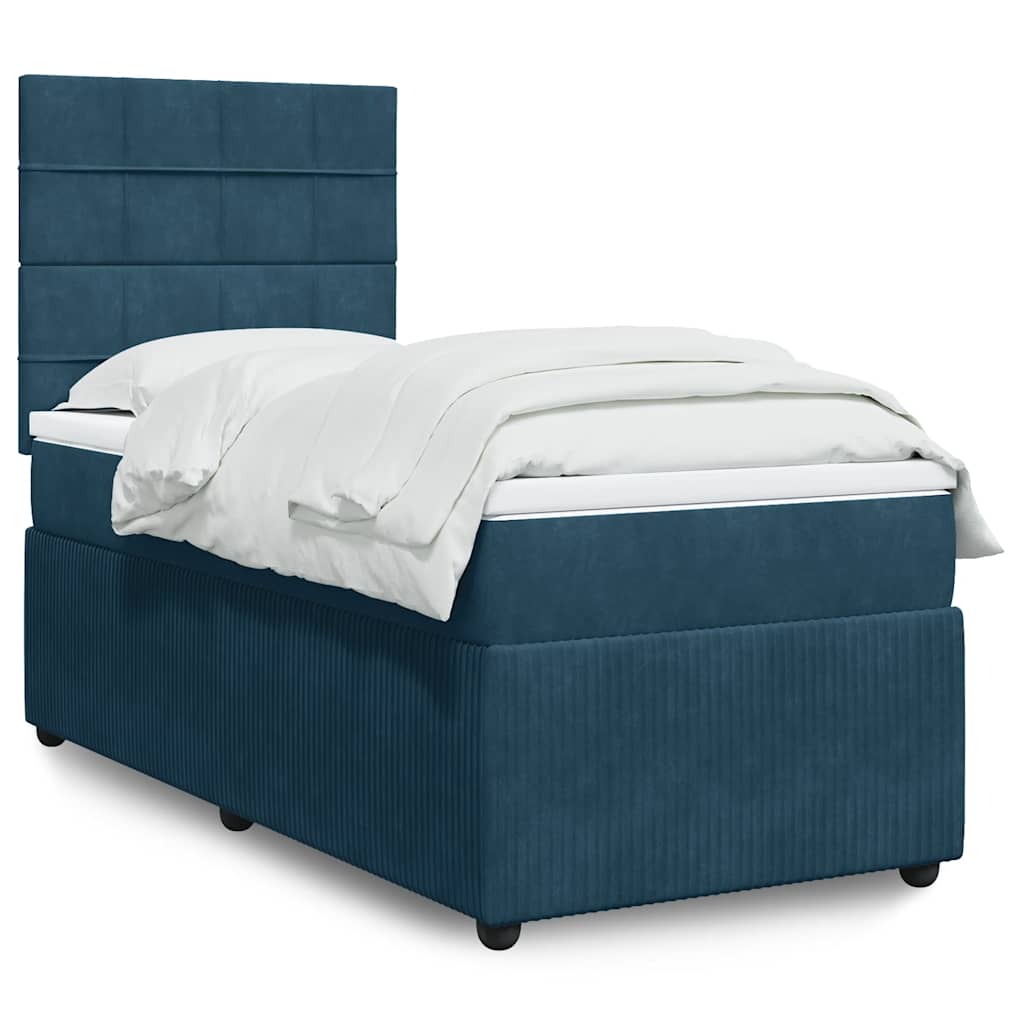 Box spring krevet s madracem plavi 100x200 cm baršunasti