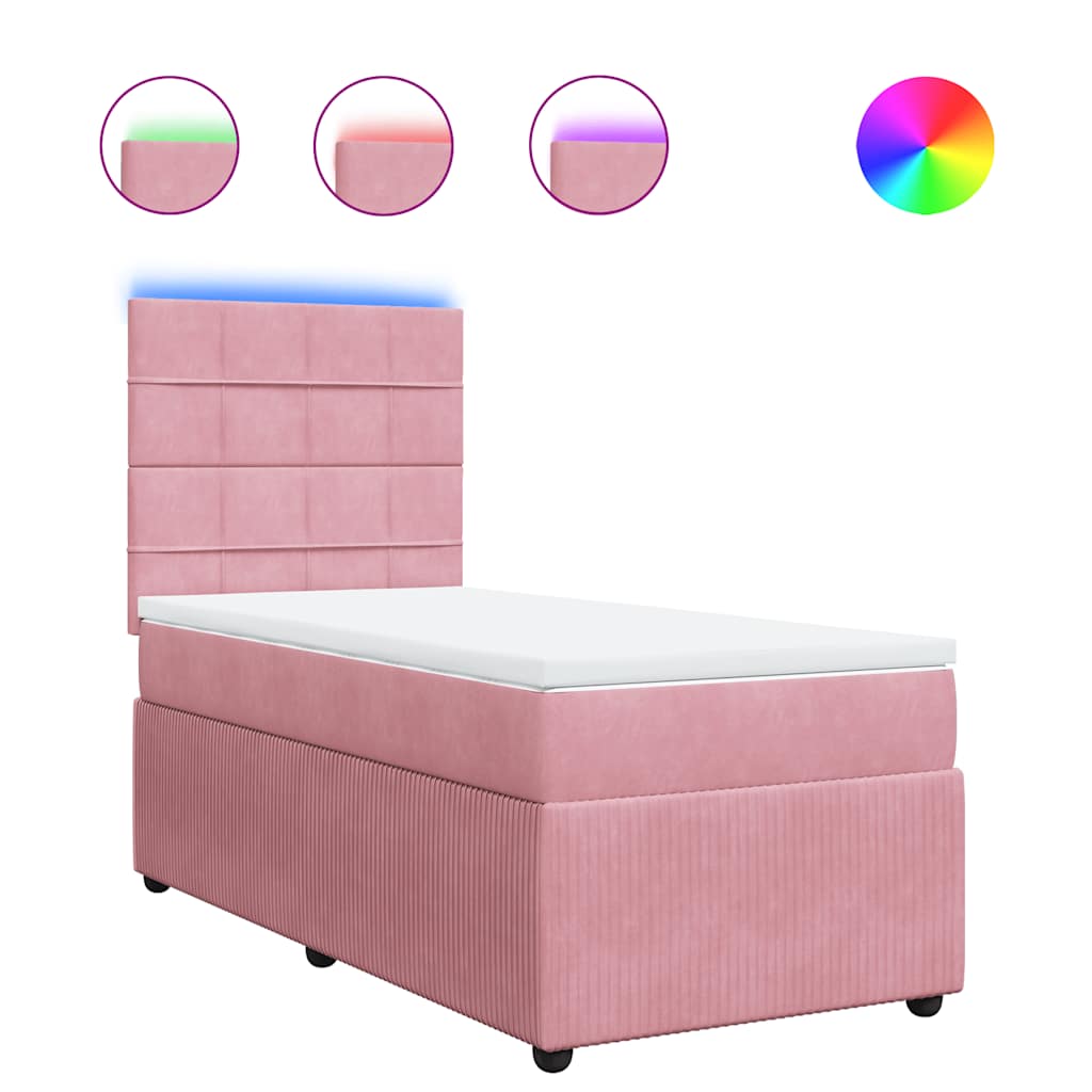Box spring krevet s madracem ružičasti 100x200 cm baršunasti