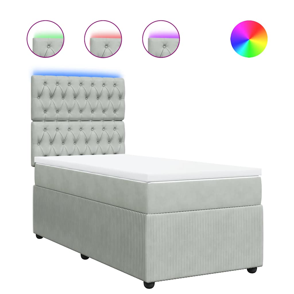 Box spring krevet s madracem svjetlosivi 100x200 cm baršunasti