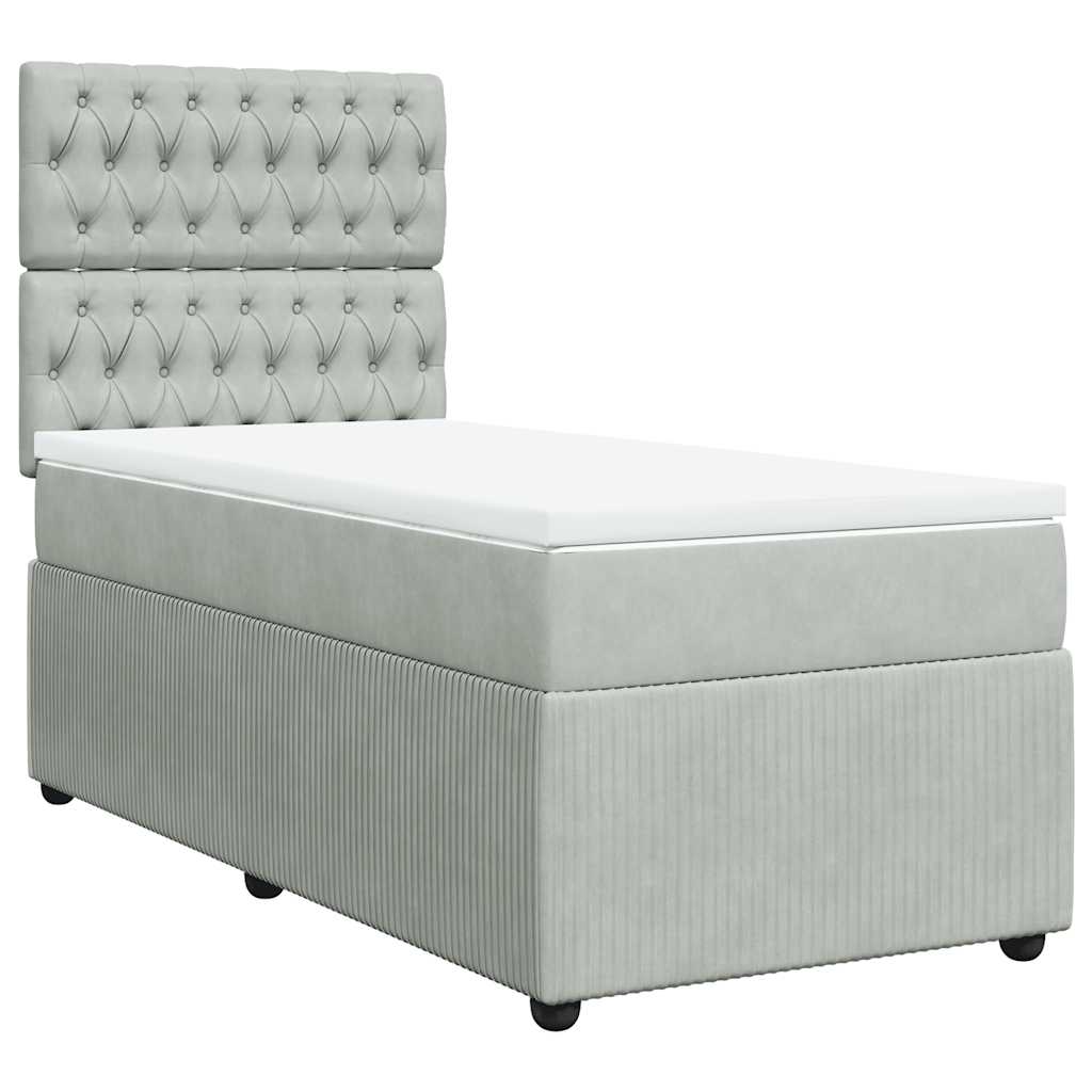 Box spring krevet s madracem svjetlosivi 100x200 cm baršunasti