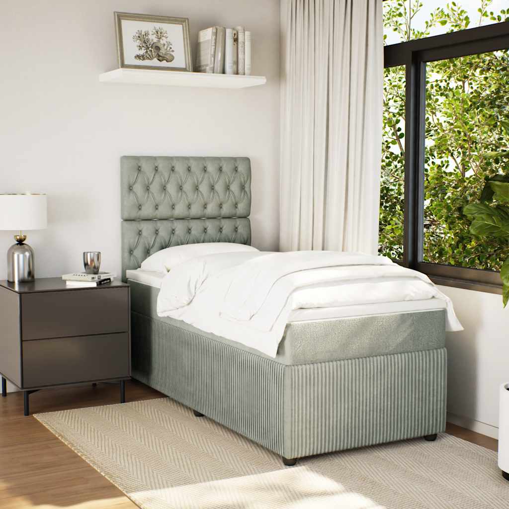 Box spring krevet s madracem svjetlosivi 100x200 cm baršunasti
