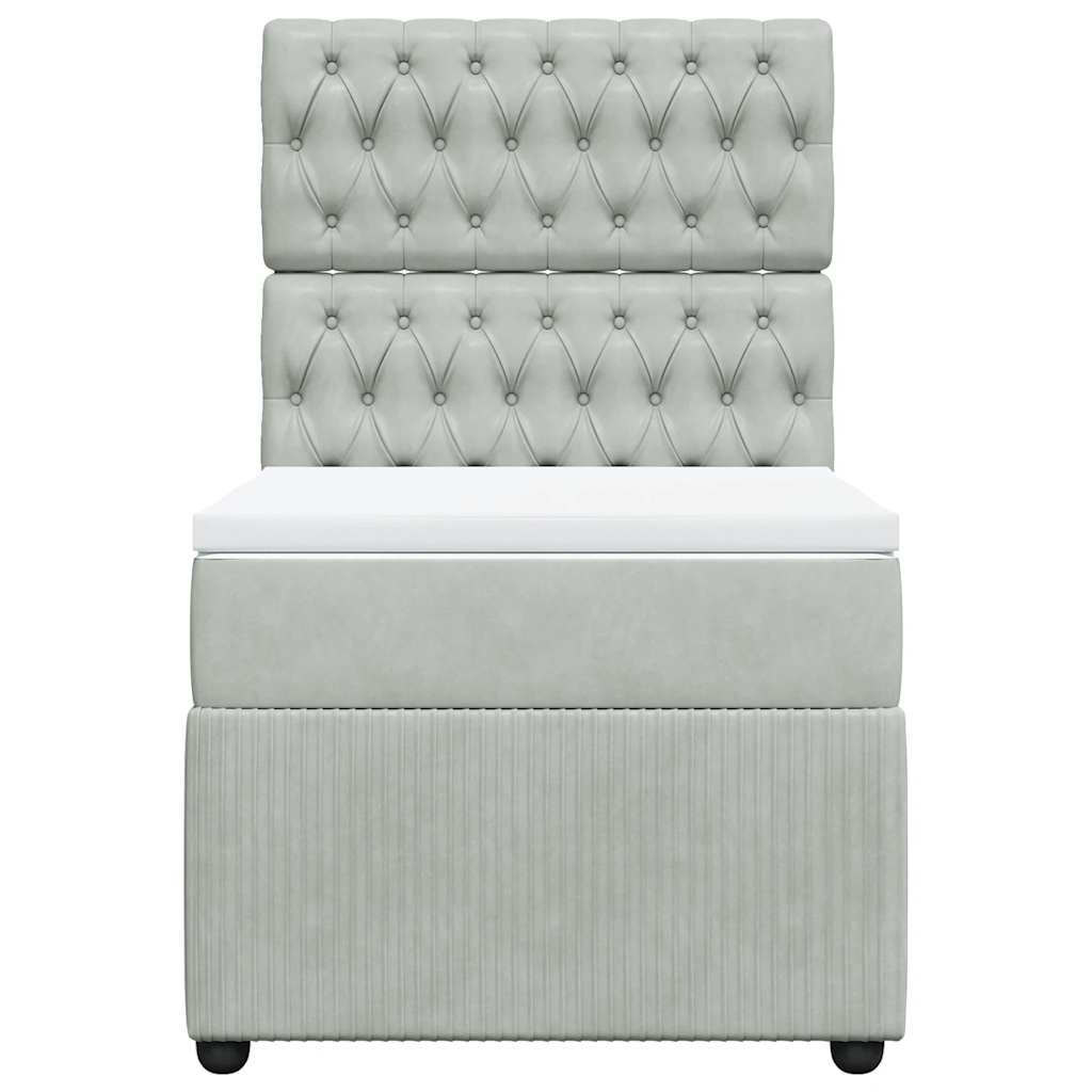 Box spring krevet s madracem svjetlosivi 100x200 cm baršunasti