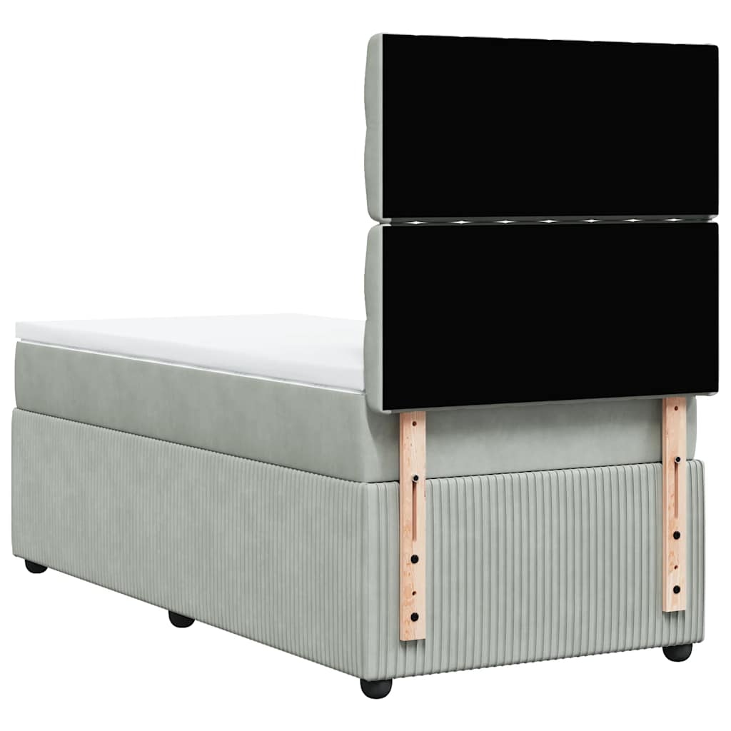 Box spring krevet s madracem svjetlosivi 100x200 cm baršunasti