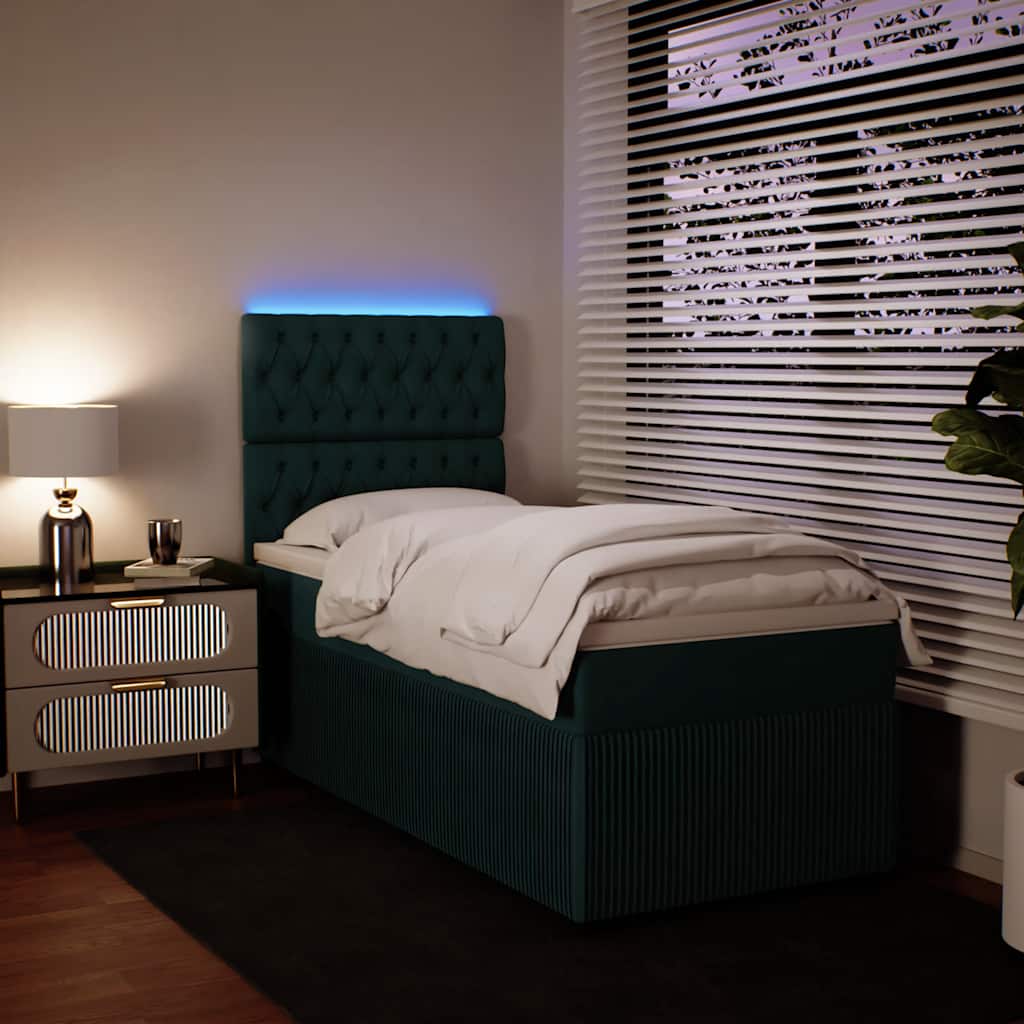 Box spring krevet s madracem tamnozeleni 100x200 cm baršunasti