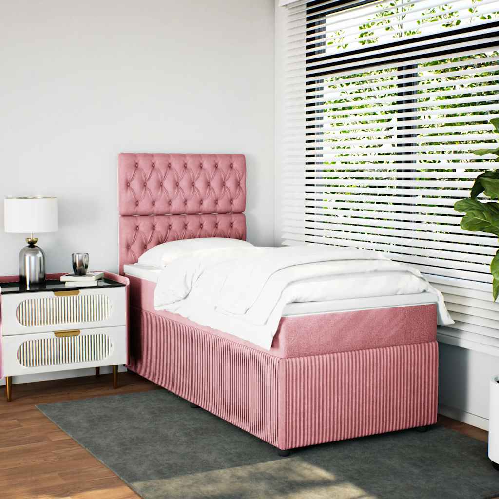 Box spring krevet s madracem ružičasti 100x200 cm baršunasti
