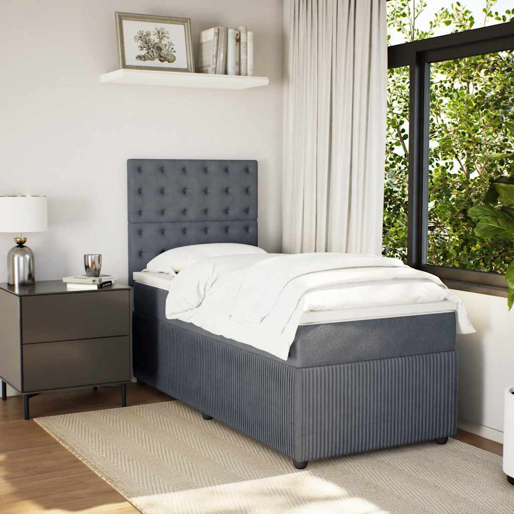 Box spring krevet s madracem tamnosivi 100x200 cm baršunasti