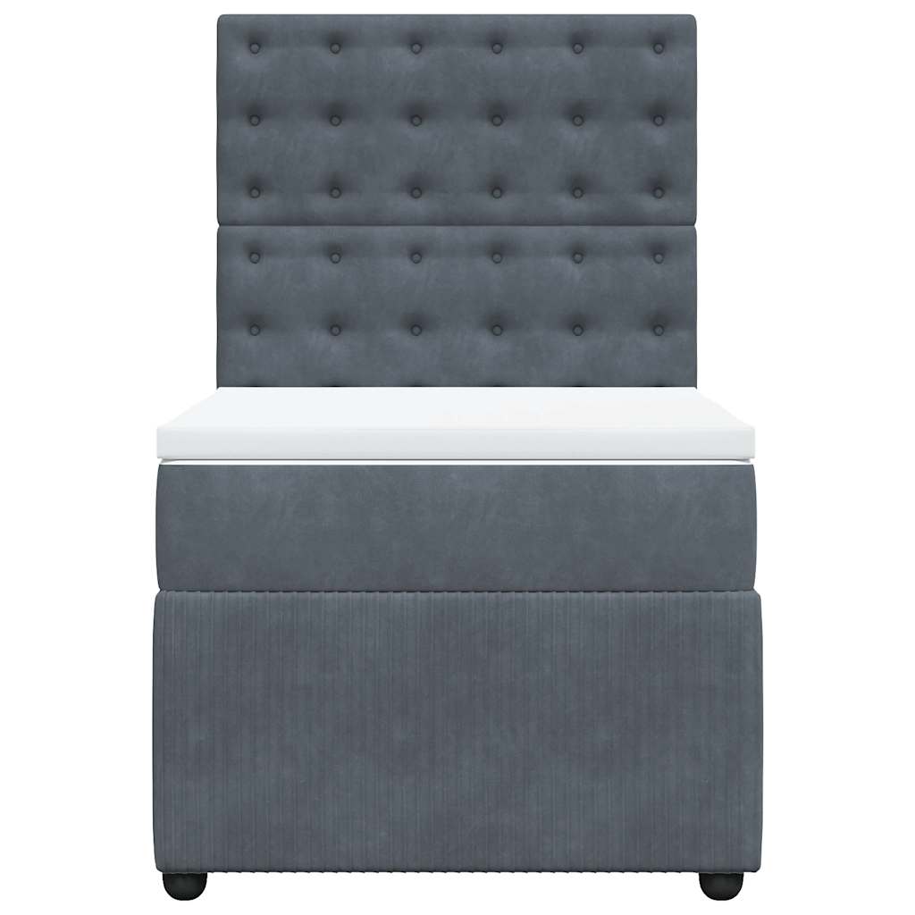 Box spring krevet s madracem tamnosivi 100x200 cm baršunasti